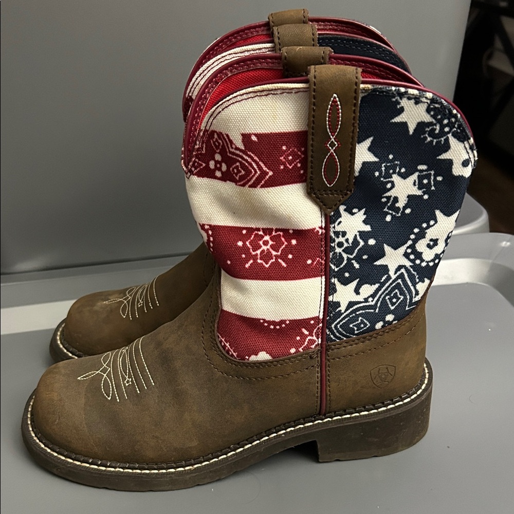 Ariat Brown and Patriotic Boots